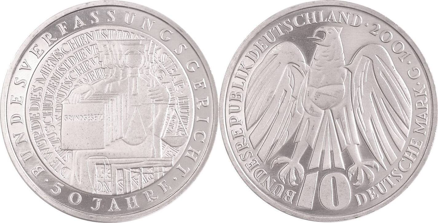 Deutschland 10 DM 2001 (G) 50 Jahre Bundesverfassungsgericht BU | MA-Shops