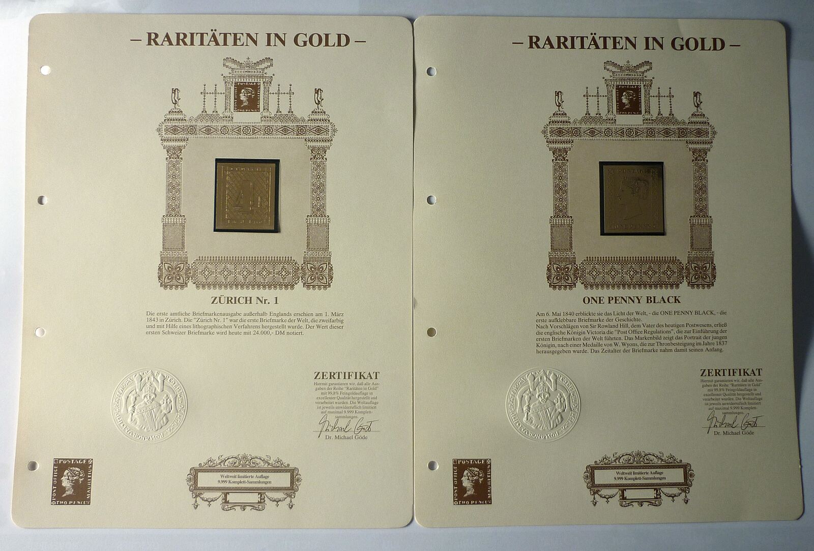 Deutschland Bundesrepublik Deutschland Goldfolie-Briefmarken-Album -  Raritäten in Gold Göde In Originalalbum Русские монеты из драгоценных