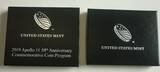 Amerika, Vereinigte Staaten, USA 1/2 Dollar 2019 50 Jahre Mondlandung Proof im Etui mit Zertifikat und Schuber