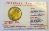 Vatikan, Vatikanstadt 50 Cent 2011 mit Briefmarke - Papst Benedikt XVI BU in Coincard