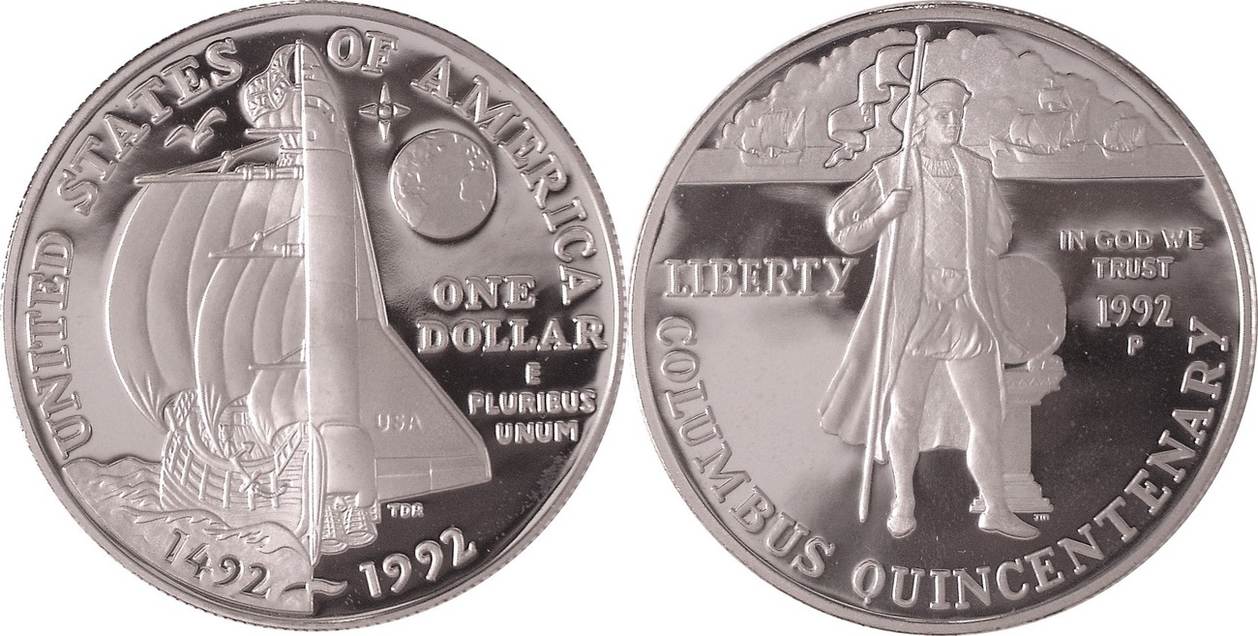 1992 p. США 1 доллар 2023. One us Dollar 1992. Columbus Quincentenary.
