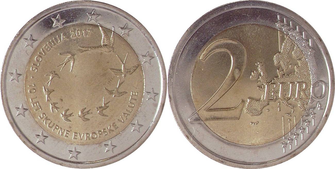 2 Euro 2017 Slowenien Slovenia 10 Jahre Euroeinfuhrung Ch Unc