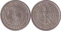 Deutschland/ Weimarer Republik 50 Reichspfennig Wertzahl auf Guilloche im Eichenkranz -
