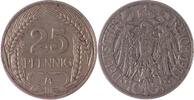 Deutschland/ Kaiserreich 25 Pfennig Reichsadler im Jugendstil -