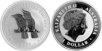 Australien, Australia 1 Dollar 1 oz Kookaburra P20 (Zwei Jägerlieste, nebeneinander auf Zweig) -