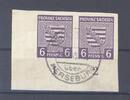 Deutschland ab 1945 SBZ Michel Nummer 69 Xc, 6 Pfg 1945 gestempelte Eckrandpaar, gp. BPP -