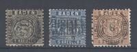 Deutschland vor 1945 Baden Michel Nummer 13-15, Freimarken 1862 gestempelt -