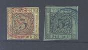 Deutschland vor 1945 Baden, 2 Kreuzer Werte aus 1-8, Freimarken 1851-58 farbige Stempel -