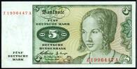 Papiergeld A) Bund 5 DM Austauschnote 2.1.1960. Serie Z/A, bankfrisch -