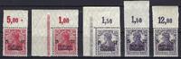 Deutschland vor 1945 C) DR Mi 105-106 ** Eckrand+Oberrand, mit allen 5 Farben, ME 340€ -