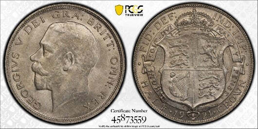 1/2 Crown 1921 Great Britain George V PCGS MS 64 | MA-Shops