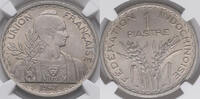 F.I.CHINA 1P French Indo-China 1947 Reeded Edge Piastre -
