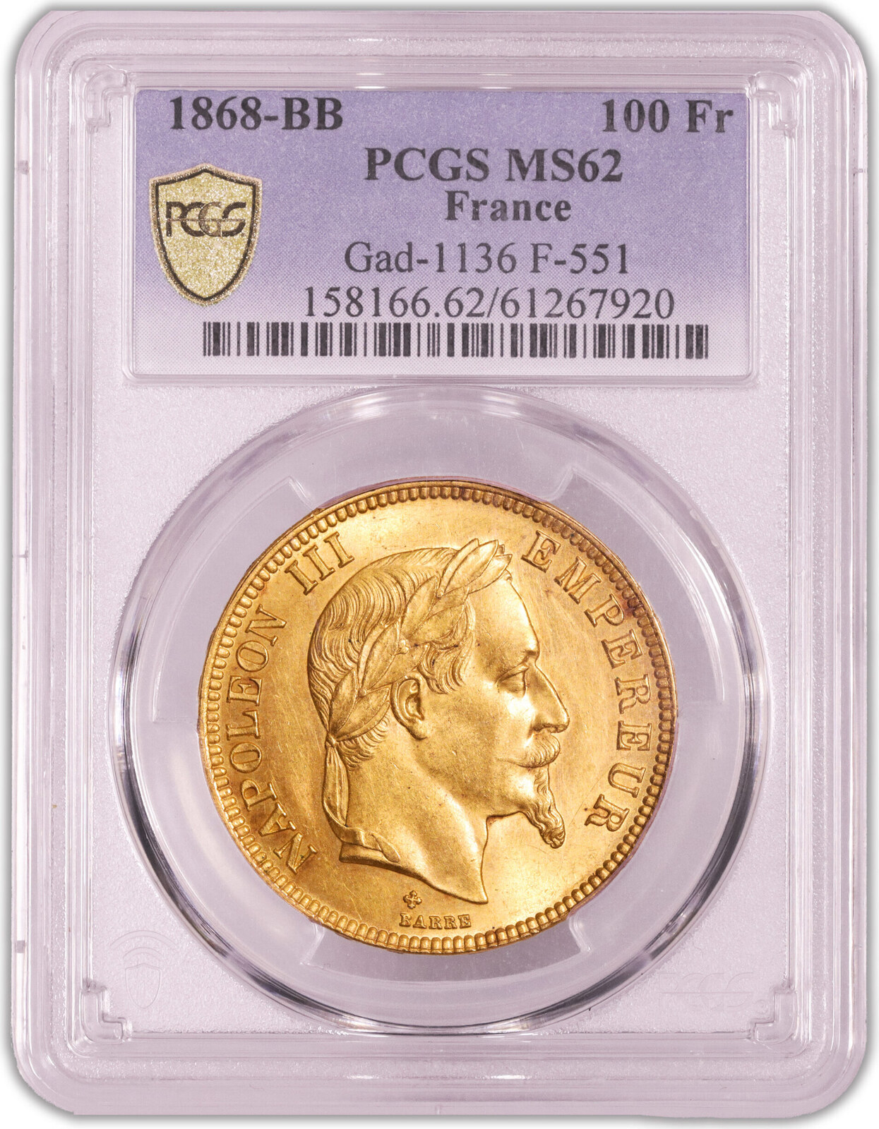 France 100 francs 1868 Napoleon III SUP+ / PCGS MS 62 | MA-Shops