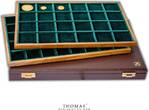 Médailler Numismatic supplies - Abafil box Brown Minidiplomat - Green velvet GEM UNC