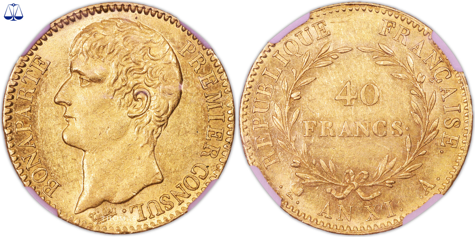 Napoleon I Coin France - Gold - 40 Francs Or - AN XI A Paris SUP+ / SPL ...