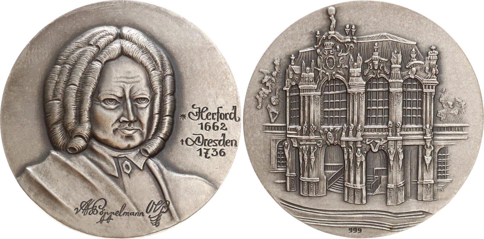 Deutschland/Dresden o.J. Feinsilbermedaille a.d. Erbauer d.