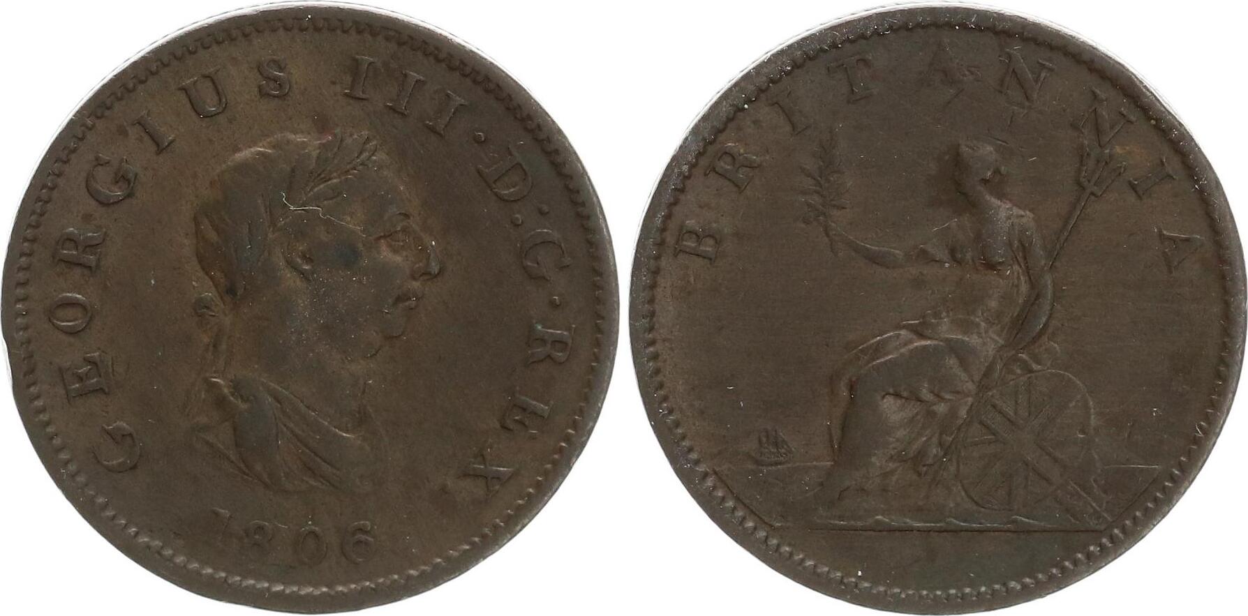 Großbritannien Halfpenny 1806 Birmingham. George III. (1760-1820)* VF ...