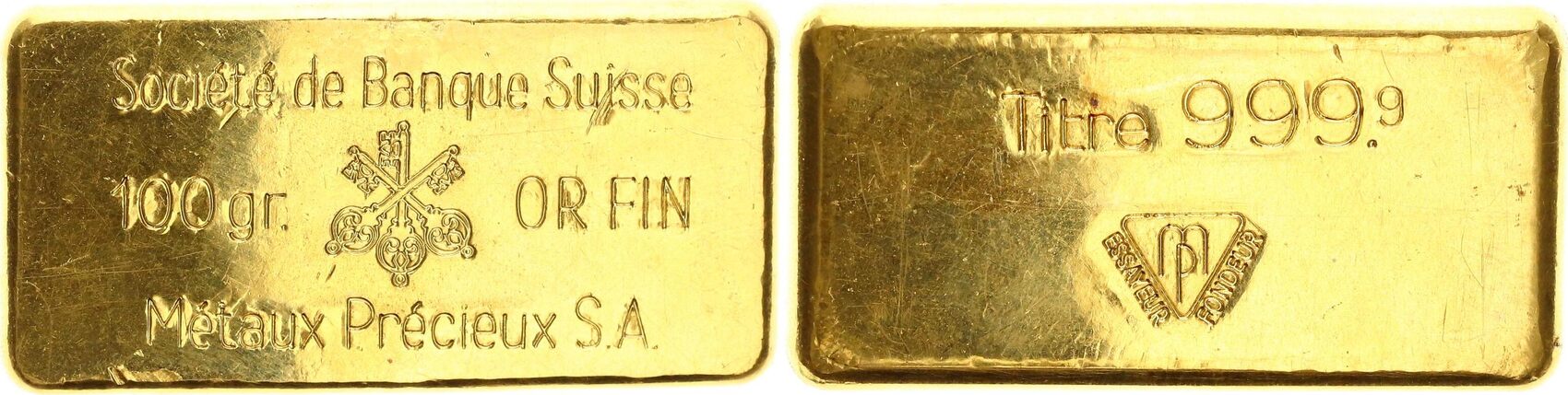 Schweiz 100g Goldbarren o.J. historischer Goldbarren der Société de ...