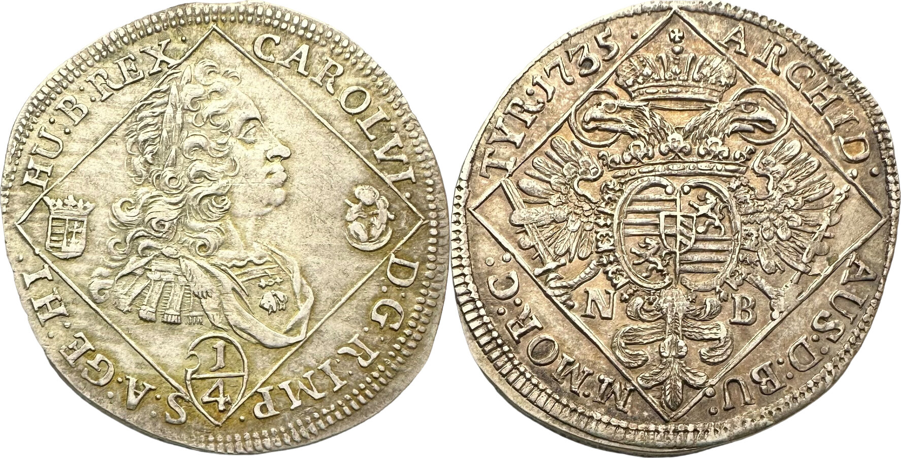 RDR HUNGARY 1/4 Thaler N.B. 1735 CHARLES VI. mint Nagybánya, Baia