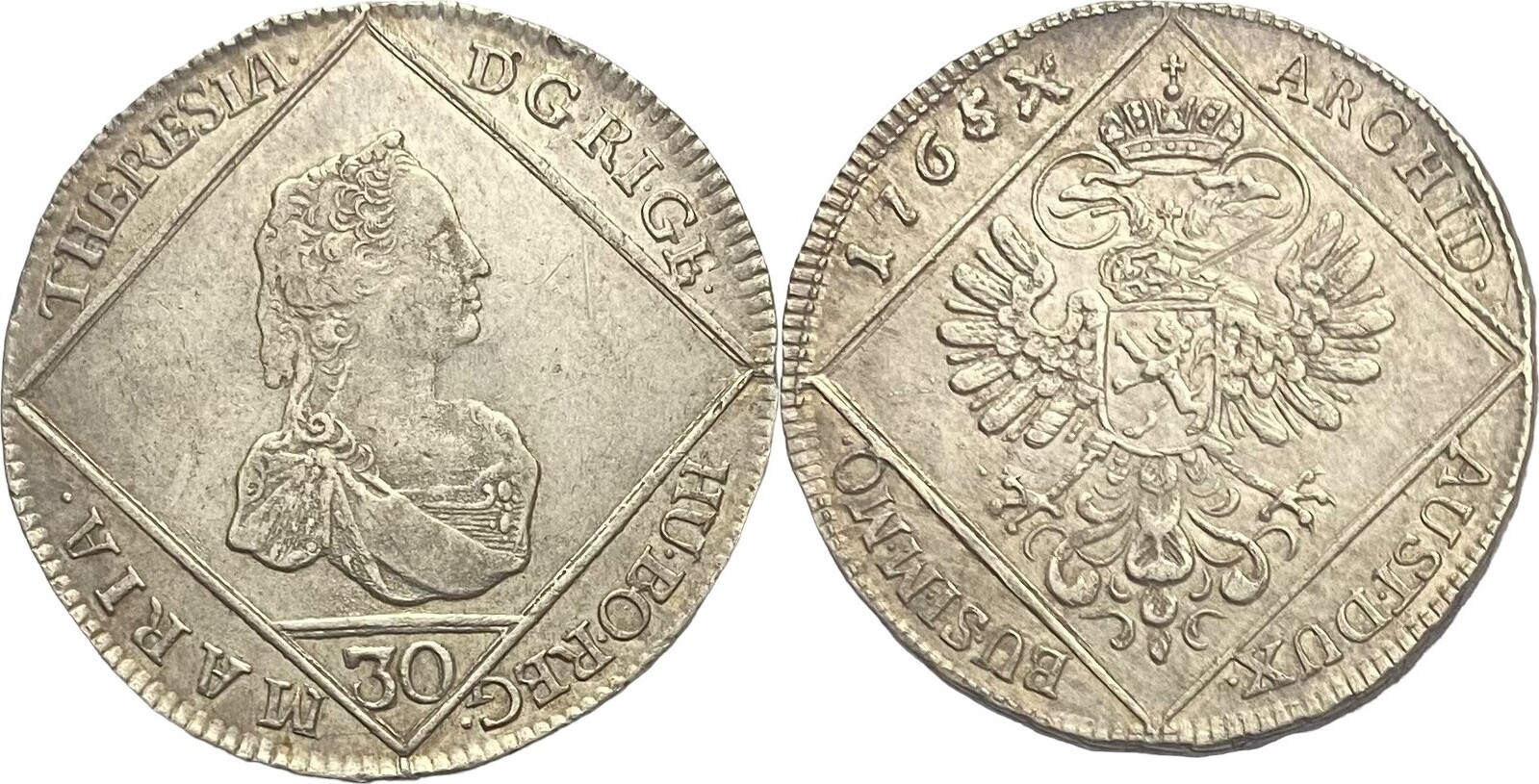 Austria Habsburg 30 Kreuzer 1765 Maria Theresia mint PRAGUE RR! a