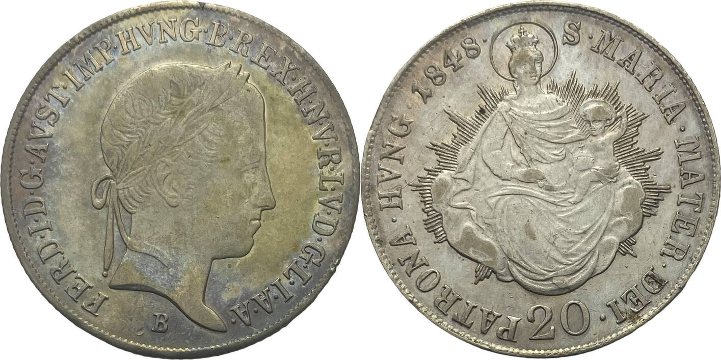 Kaiserreich Österreich 20 Kreuzer B 1848 FERDINAND I. B Kremnica