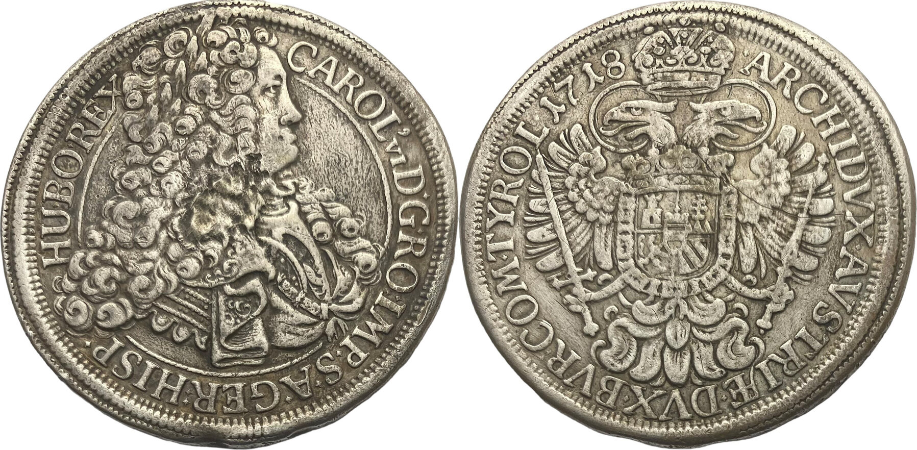 Österreich Kaiserreich 1 Thaler 1718 Charles VI. mint Vienna VF | MA-Shops