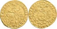 BOHEMIA 1 DUCAT RUDOLPH II. mint Prague, mintmaster Lazar Ercker RR! -