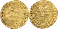 BOHEMIA, Kingdom of 1 ducat RUDOLPH II. mint Prague, mintmaster Lazar Ercker RR! slightly wavy -