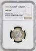 AUSTRIA 1 CORONA 1915 FRANZ JOSEPH I. mint Vienna NGC MS 64 78.01 US$  +  46.57 US$ shipping