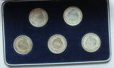 Deutschland 5 x Silbermedallien Bundeskanzler Adenauer, Kissinger, Erhard, Schmidt, Brandt 69 Gramm Silber BU angelaufen