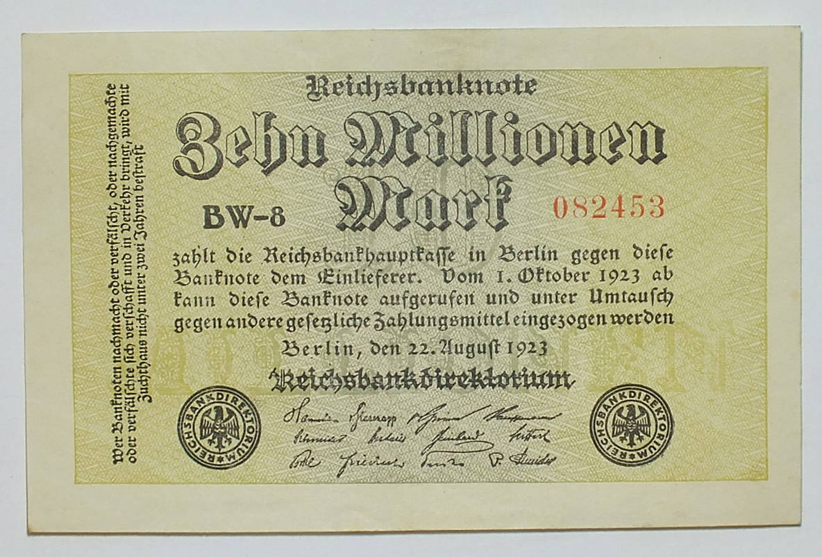10 Millionen Mark 1923 Deutsches Reich Rosenberg Nr 105 A Fz Bw