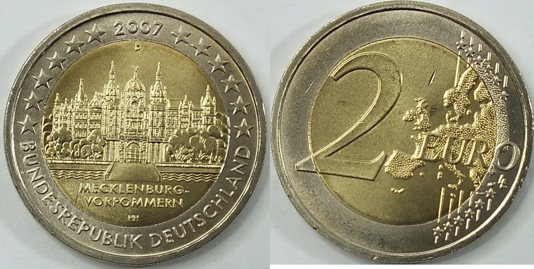 Deutschland 2. Германия 2 евро 2007 Мекленбург f.