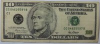 USA 10 $ 2001 aus dem Umlauf 18.46 US$  +  53.11 US$ shipping