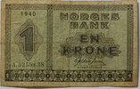 Norwegen 1 Krone 1940 stark gebraucht 23.46 US$ Tax included +  18.76 US$ shipping
