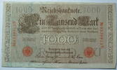 Kaiserreich 1000 Mark Rosenberg Nr. 45 b,rotes Siegel, Serie N, Unterdruck: U, KN: 7 stellig -