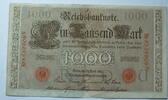 Kaiserreich 1000 Mark Rosenberg Nr. 45 b,rotes Siegel, Serie N, Unterdruck: U, KN: 7 stellig -