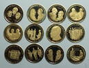 12 x 3,5 Gramm 1976 Deutschland 12 verschiedene Adenauer Medallien in .900 Gold incl. Holzschatulle PP