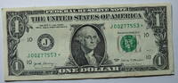 USA 1 $ Ersatz / Sternennote Serie 2017, Kansas City, Buchstabe J -