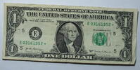 USA 1 $ Ersatz / Sternennote Serie 2017, Richmond Virginia Buchstabe E -