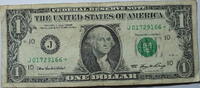 USA 1 $ Ersatz / Sternennote Serie 2006, Kansas Missouri, Buchstabe J -