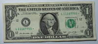 USA 1 $ Ersatz / Sternennote Serie 2013, San Franzisco Kalifornien Buchstabe L -