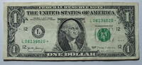 USA 1 $ Ersatz / Sternennote Serie 2017, San Franzisco, Kalifornien , Buchstabe L -