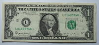 USA 1 $ Ersatz / Sternennote Serie 2017, San Franzisco, Kalifornien , Buchstabe L -