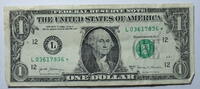 USA 1 $ Ersatz / Sternennote Serie 2017 A, San Franzisco Kalifornien Buchstabe L -