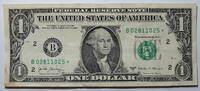 USA 1$ Ersatz / Sternennote Serie 2017 A, New York Buchstabe B -