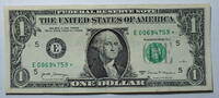 USA 1$ Ersatz / Sternennote Serie 2017, Richmond Virginia Buchstabe E -
