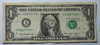 USA 1 $ Ersatz / Sternennote Serie 2013, Boston Massachusetts, Buchstabe A -