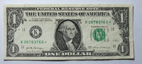 USA 1 $ Ersatz / Sternennote Serie 2017, Dallas Texas Buchstabe K -