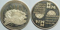 Deutschland Silbermedallie Fussball WM 1974 Münchener Olympiastadion 16 Gramm Feinsilber -