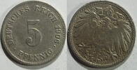 Kaiserreich 5 Pfennig 1906 J ss 1.17 US$ Tax included +  18.76 US$ shipping